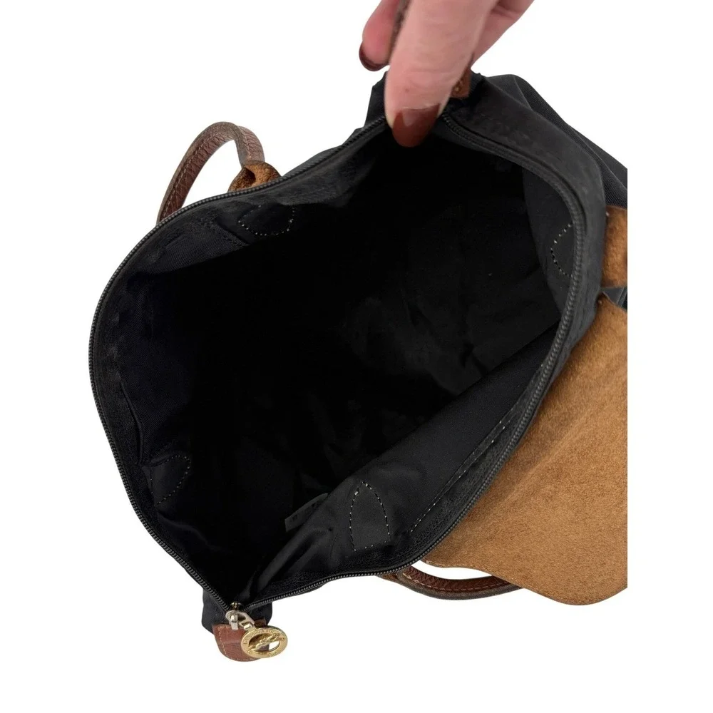 Longchamp Le Pliage Small Tote Bag Black Nylon Leather Trim 1621089001